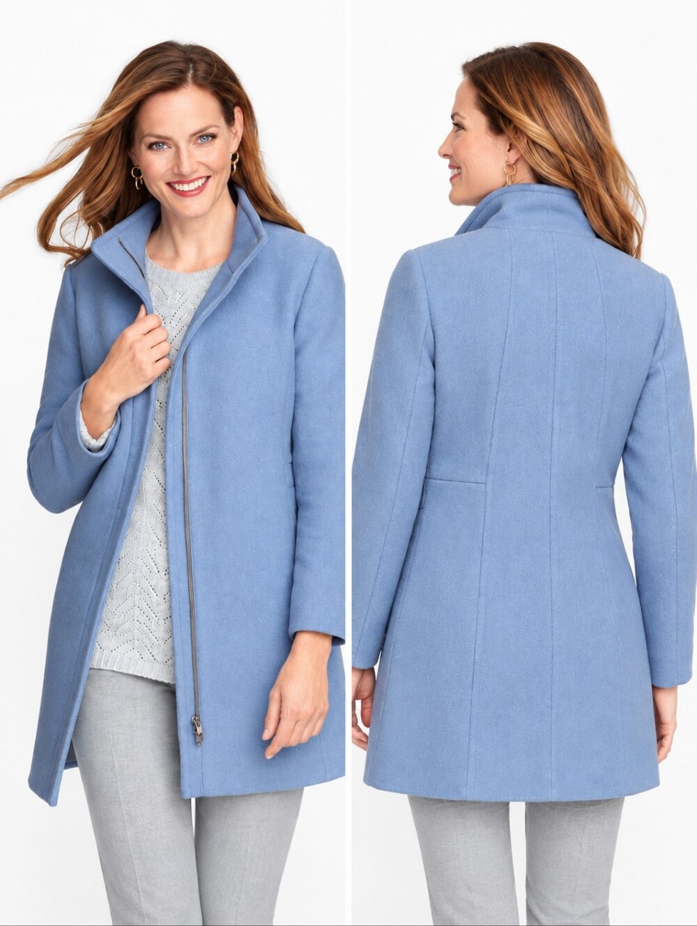 Talbots Alburry Italian Wool Stadium Coat Women's Blue NWT Size 10 Wool